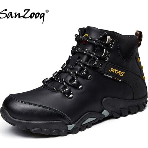 Winter Genuine Leather Waterproof Outdoor Hiking Shoes For Men Trekking Boots Treking Sepatu Gunung Botas Mountain Hombre