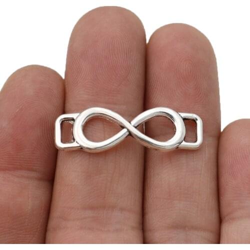 10ps Antique Silver Plated Infinity Connectors for Jewelry Making Bracelet Findings Accessories DIY Handmade 33x10mm