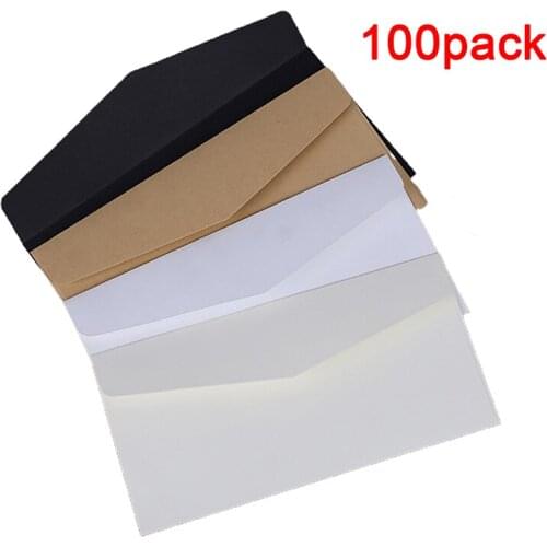 100PCS Kraft Blank Mini Paper Window Envelopes Wedding Invitation Gift Envelope 22*11cm
