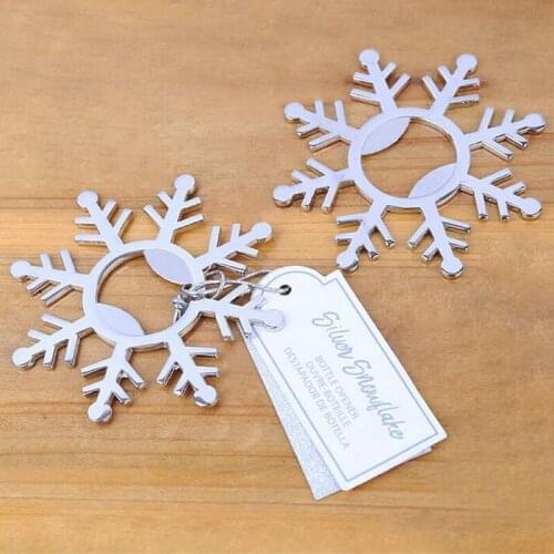 100pcs Creative Metal Snowflake Beer Bottle Opener Wedding Favor And Gifts For Guests Christmas Present Souvenirs ZA4560