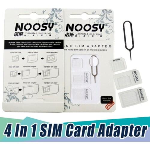 1000Sets/lot SIM Card Adapter Nano Micro - Standard 4 in 1 Converter Kit with Steel Tray Eject Pin