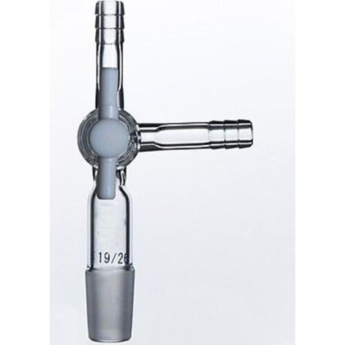 19/26 Joint Laboratory Vacuum Adapter with 8mm hose connections PTFE stopcock glass instrument