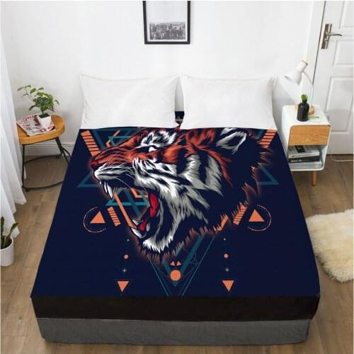 3D Mattress Fitted Cover Bedspread Fitted Sheet Linens Bed Sheets Bedsheet Animal Design Tiger Black 180x200cm Home Tetile