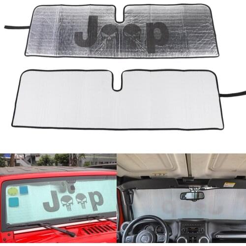 Car Sun Protector Interior Windshield Protector Parasol Auto Front Window Sunshade Covers for Jeep Wrangler TJ JK 1997-2017