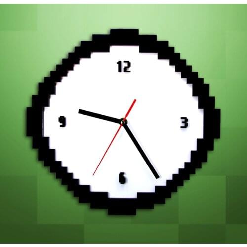 Free Shipping 1Piece Retro Pixel Time Clock Retro Pixe Wall Clock For Room Decoration