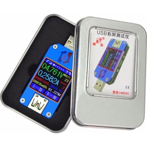 Free Shipping UM25C Color Screen Tester USB2.0 Voltage Ammeter Type-C Tester Bluetooth Communication Edition