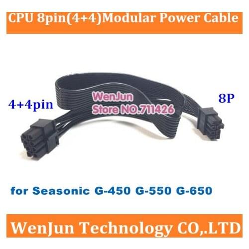 60cm black PSU 8pin to CPU 8pin(4+4) modular power cable for Seasonic SSR-450RM (G450) / SSR-550RM( G-550) / SSR-650RM (G-650)