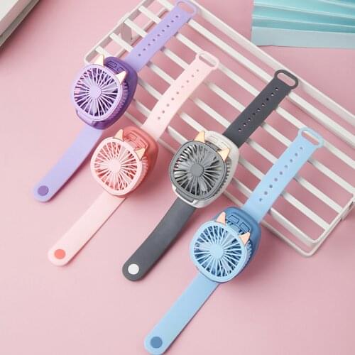 USB Fan Watches Portable Mini Watch Fan Handheld Silent Third Gear Speed Electric Personal Watch Cooling Fan for Travel Children