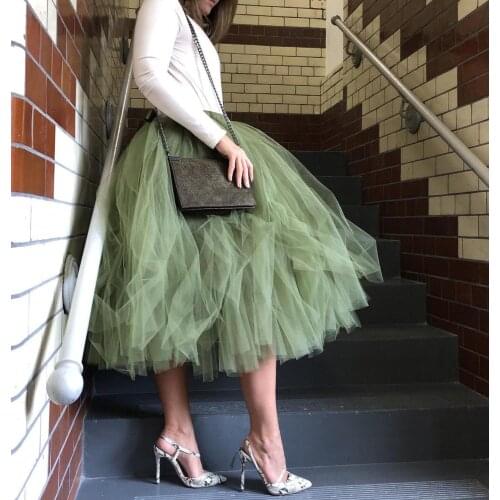 Elegant Green Tulle Skirts Women Custom Made Puffy Tutu Skirt Short Length Girls Party High Street Tulle Skirt