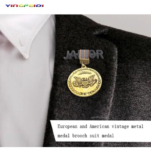 European and American retro British style small ribbon metal presidential shield brooch personality small badge pin men and wome