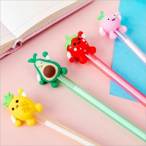 4pcs/lot Cartoon fruit black Ink 0.5mm gel pen Writing composition smooth Creative Cute Kawaii Office & School