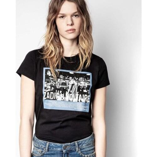 High Street Slim Fashion Print Pink Summer Women Cotton T-Shirt Ladies Casual New Short Sleeve Top Female Designed Tees ML046