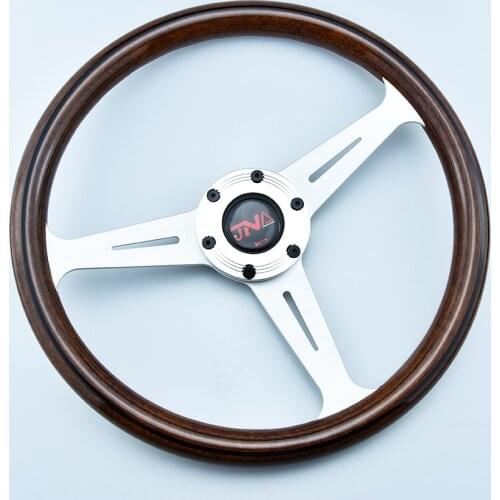 JNA Horn Copy Wood Racing Steering Wheel Round Shape 14inch 350mm JDM Universal Turning Wheel