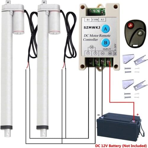 Set of Wireless Control System-2PCS 450mm/18" Stroke 12V DC 330lbs Linear Actuators &Wireless Controller &Brackets for TV Lifts