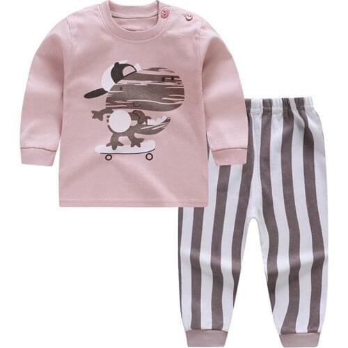 New Spring Autumn Baby Boys Girls Cotton Full-sleeved Jacket+Pants 2Pcs Cartoon Print Kids Clothes Tracksuit Children Clothing