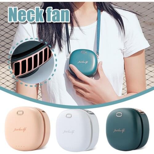 Mini Portable Bladeless Neck Fan Usb Rechargeable Silent Cooling Fans 3 Speeds Adjustable Waist Fan Outdoor Travel Air Cooler#g4
