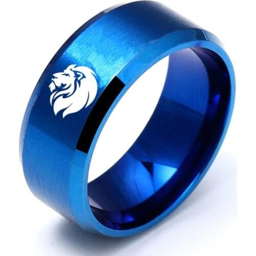 MANGOSKY 8MM Lion Titanium Ring for Men and Women
