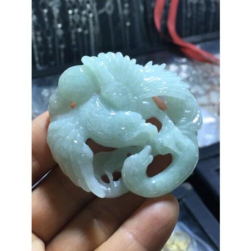 Natural Myanmar jade A HandCarved deer jadeite jade green jade pendant jade necklace pendants jewelry necklaces