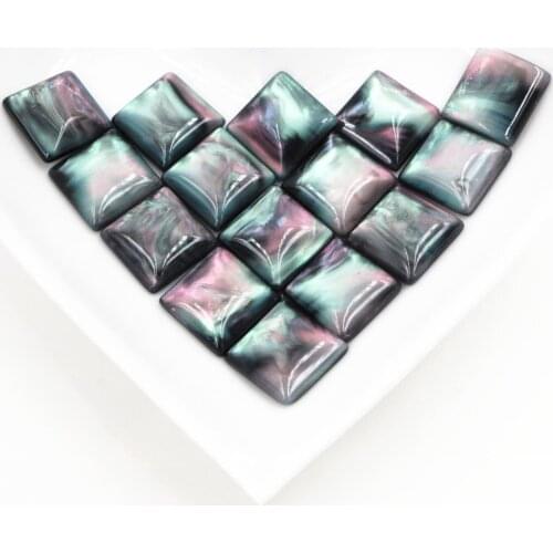 New Fashion 40pcs 12mm Black Color Square Style Flat back Resin Cabochons Cameo-O7-11