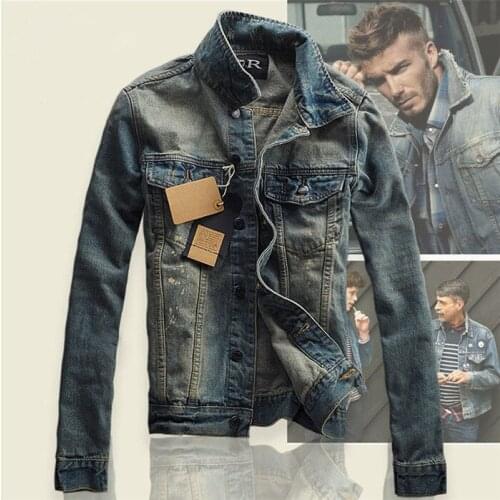 New Style Fashion Man Slim Fit denim Jacket autumn Casual Turn-down collar cotton Coat Plus Size outerwear Many pockets