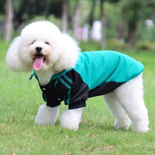 New pet clothes autumn and winter dog vest harness shirt Hooded stripe Sweater Small and medium-sized nba jersey perro