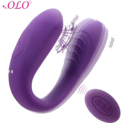 OLO Couple Share Clitoris Vagina G-spot Stimulator Vibrator U Shape Bendable Sucking Vibrator Sex Toys