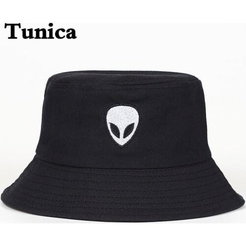 New black white solid Alien Bucket Hat Unisex cotton Caps Hip Hop Men women Summer Panama Cap Beach Sun Fishing hats Gorras
