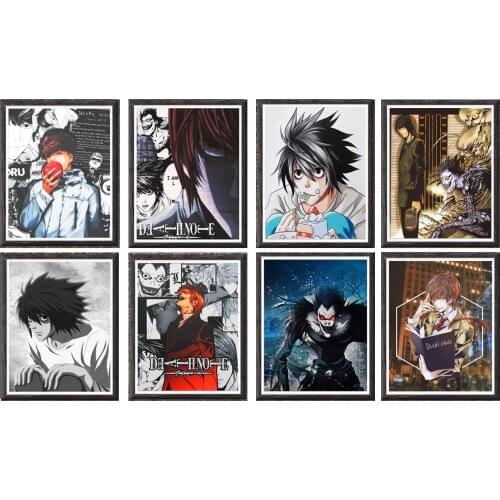 Death Note Manga Anime Theme Poster Fan Art Design Prints Artwork,No Frame,8 x 10 Inches,Set of 8