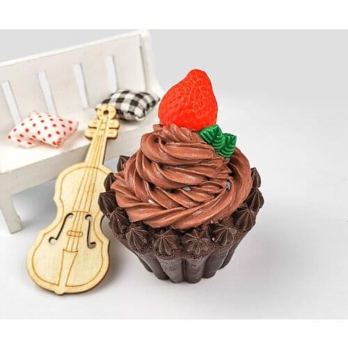 PRZY 3 Styles Strawberry Biscuit Creamy Ice Cream Fondant Candle Mold Silicone Cupcake Soap Cake Decoration DIY Moulds