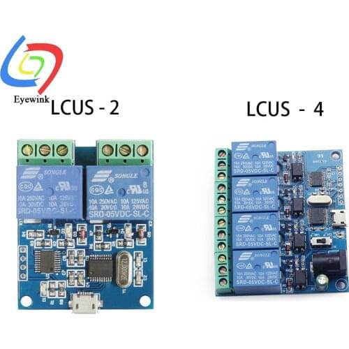 USB Relay Module CH340 USB Intelligent Control Switch 10A 250VAC 30VDC Over-Currentelay LCUS-2 /LCUS-4