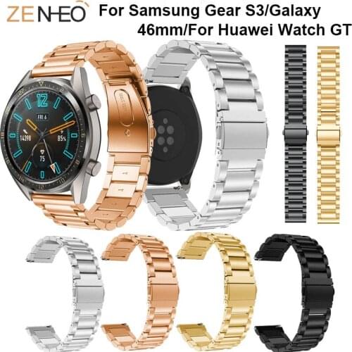 22mm Wrist band For Huawei Watch GT Strap Replace for Samsung Gear S3 Frontier Classic Stainless steel Bracelet belt watch bands