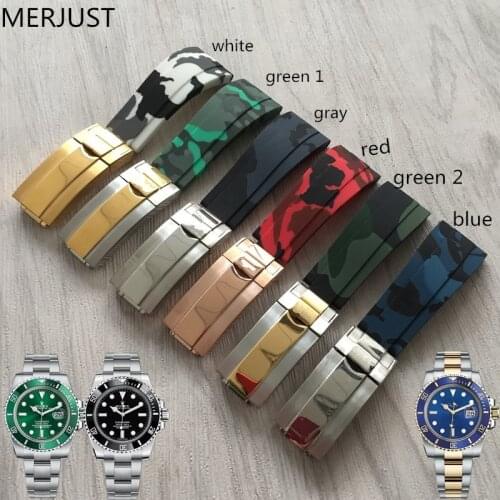 Watch accessories Camo nature silicone Rubber Watchband watch band For Role strap Daytona Submariner GMT OYSTERFLEX Bracelet