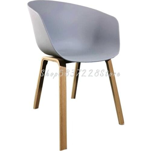 Nordic Chair Simple Makeup Computer Desk Chair Plastic Back Leisure Negotiation Solid Wood Cafe Single Dining Chair