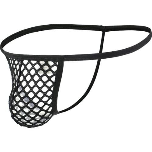 1 PCS Sexy Men Transparent Thong Plaid Man Big Fishnet Jockstrap String Homme Slip Erotic G Strings Cueca Gay