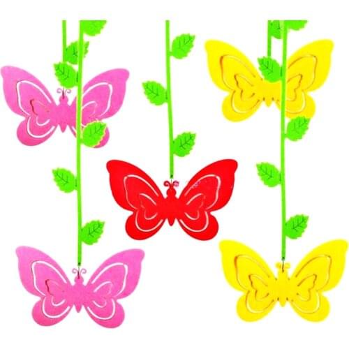 T-N Beautiful Butterfly Wall Stickers Classroom Childrens Warm Room Flowers Thicken Felt Fabric Pads Wedding DIY Scrapbooking