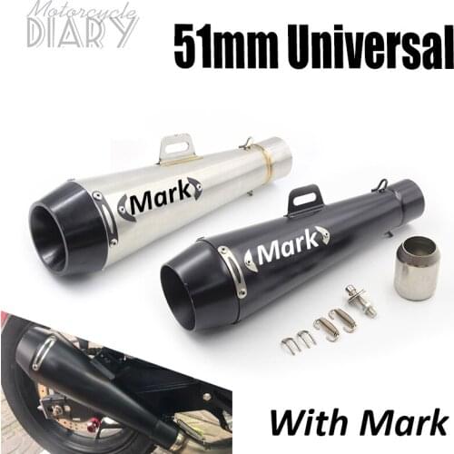 51mm Universal Motorcycle Exhaust Escape Moto Modified Muffler Pipe For M4 YZF Z900 MT07 MT09 NK250 752s cbr 125 Bike Motorbike