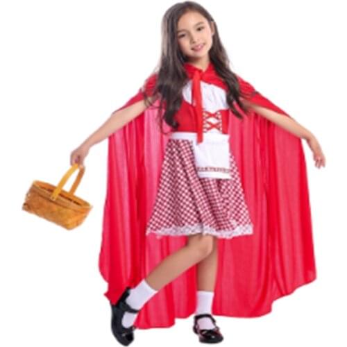 Girls Bright Red Cheery Little Red Riding Hood Sweet Storybook Character Halloween Costume For Your Little Kid Forest Adventure