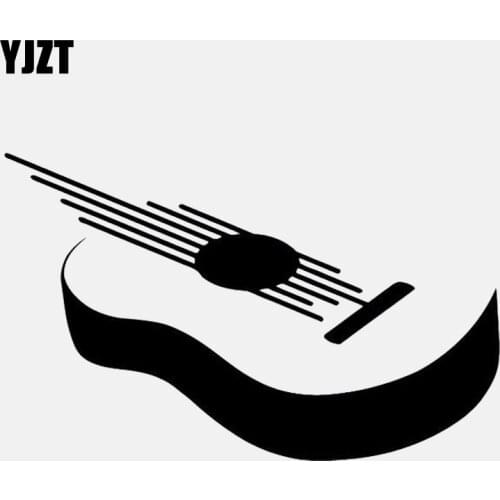 YJZT 14.2CM*8.8CM Simple Guitar Music Rock Song Iterior Vinyl Black/Silver Car Sticker C22-0757