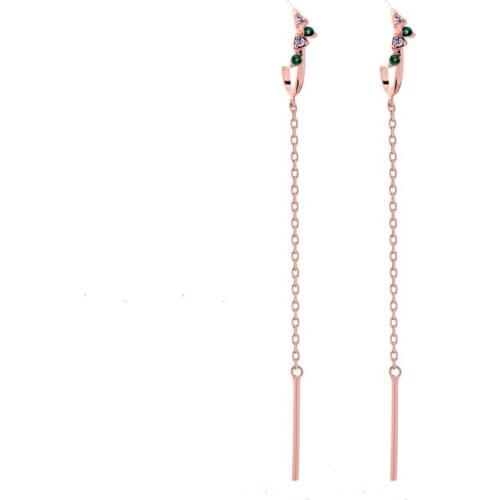 Rose Gold Color Boho Minimalist Long Dangle earrings For Women Wedding Dress Charm Zircon Earring Fashion Jewelry Accessories