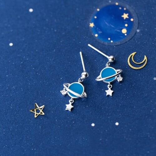 MloveAcc 2019 New 925 Sterling Silver Secret Planet Drop Earrings for Women Anniversary Party Unique Fashion Jewelry Gift