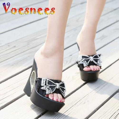 2019 Woman Slippers Platform Wedge Slippers Women Shoes Outside Shoes Clog Riband Butterfly-knot Girls Flip Flop Ladies Shoes