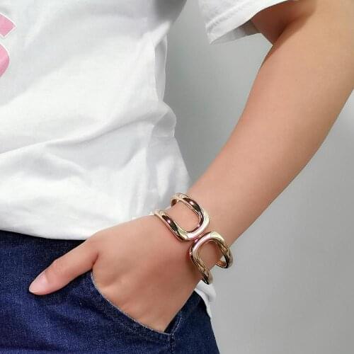 Punk Style Geometric Alloy Cuff Bangles Bracelets For Women Fashion Jewelry Statement Charm Bracelets UKMOC