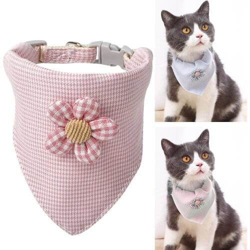 1PCS Cute Pet Scarf Set Elegant Flower Design Dog Bandana Bib Pet Bib Pet Neckerchief with Cat Collar Pet Accessories Supplies