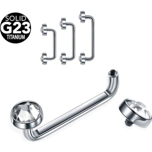 1PC G23 Titanium Piercings 14G Micro Dermal Anchors Internal Thread Gem Surface Barbell Titanium Dermal Piercings Body Jewelry