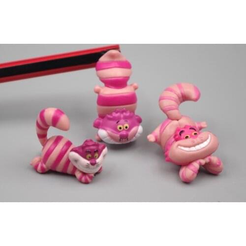 3Pcs/Set Cheshire Cat Action Figure Toys Dolls Alice in Wonderland Kawaii Action Figure Dolls Cake Decoration Gift for Kids Girl