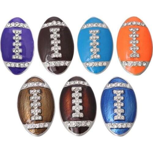5pcs/lot Snap Jewelry Crystal Football Metal 18MM Snap Buttons Fit DIY OEM Snap Bracelets Bangles For Women