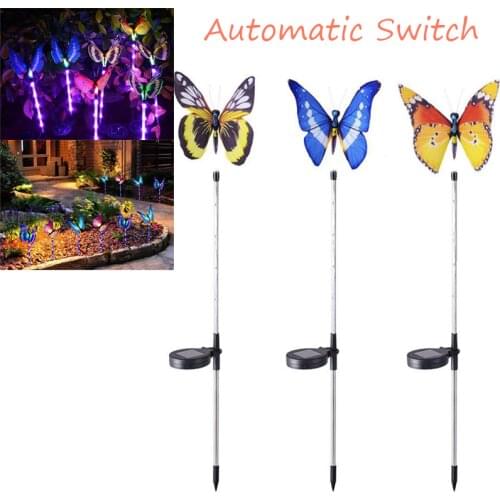 6 LED Solar Garden Light Outdoor Solar Powered Lamp 7 Colorful Butterfly Yard Lawn Light Automatic Switch For Garden Decoration