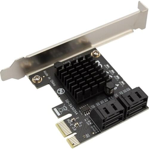 SATA PCIe Adapter 4 Ports SATA III to PCI Express 3.0 X1 Expansion Card PCI Express to SATA Expansion Adapter for Mining