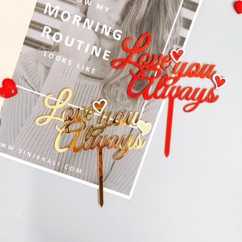 Acrylic Love You Always Love You Double Layer Cake Topper Valentines Day Baking Decoration Favors Party Supplies