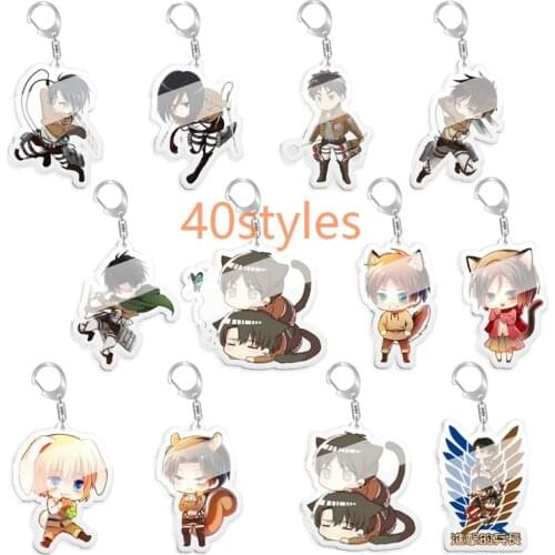 5-10pcs Attack on Titan Eren Levi Armin Jean Mikasa Hans Survey Corps Figure Pendant Fashion Jewelry Key Ring Key Chain Charms